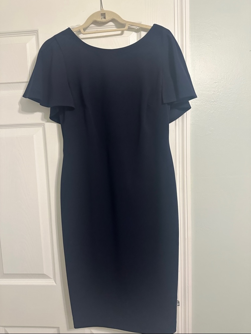 Calvin Klein Deep Navy Midi Dress with Flutter Sleeves